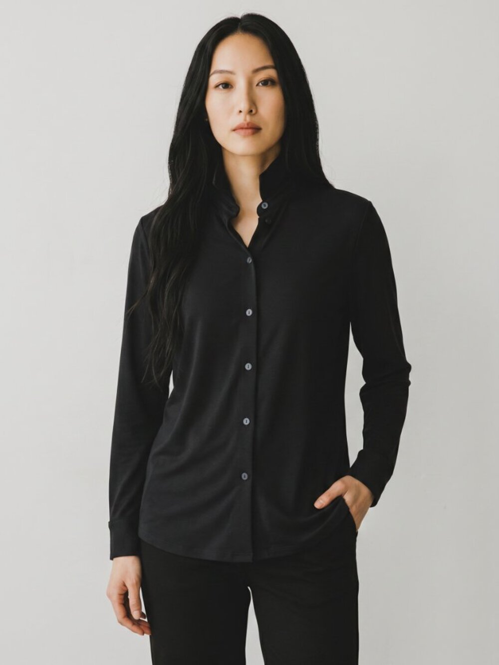 Ann Taylor Black Button-Down Shirt